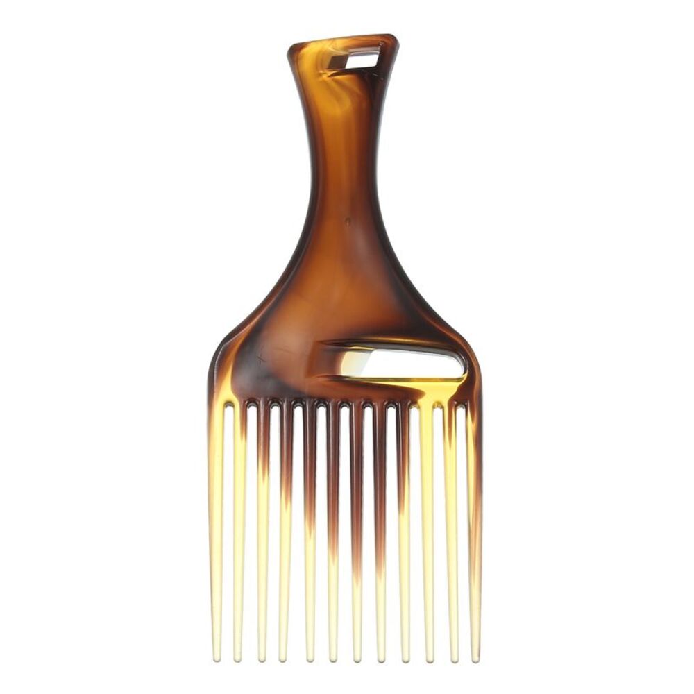 Wide Tooth Afro Hair Pick Comb Hair Hairdressing Styling Tool Plastic Amber